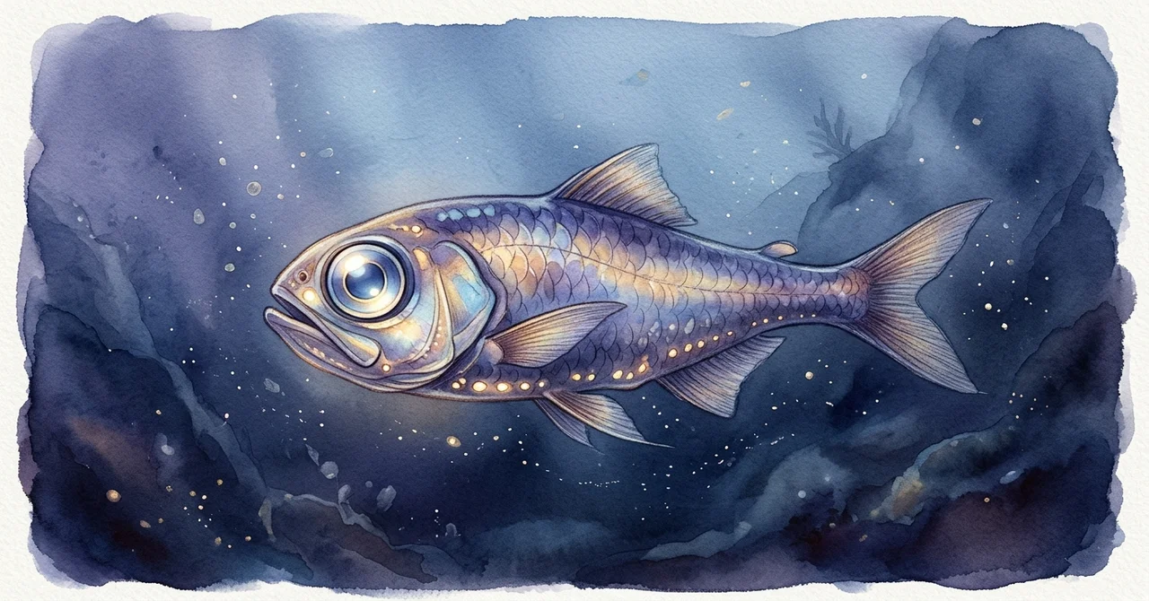 海面へ引き上げられる深海魚と、水圧の低下による気体の膨張を表す図解